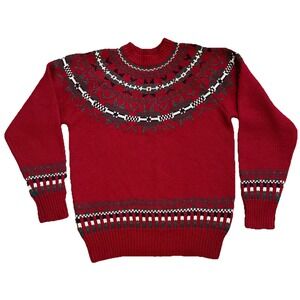 Vtg Allen Solly Wool Fair Isle Sweater  Men's M Nordic‎ Crew Neck Ski Holiday